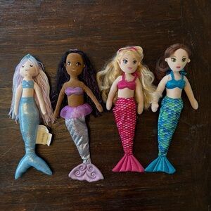 Lot 4 stuffed 18” Doll Mermaids Aurora and Cynthia Rowley